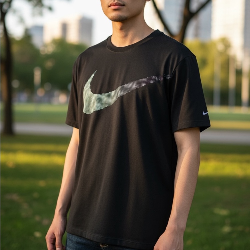 Nike Men's Black Tee with Swoosh